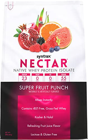 Syntrax Nutrition Nectar, 100% Whey Protein Isolate, Refreshing Fruit Flavored Protein Powder, Super Fruit Punch- Formerly Crystal Sky, 2 lbs