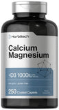 Calcium, Magnesium & D3 | 250 Coated Caplets | Non-GMO & Gluten Free Supplement | by Horbaach