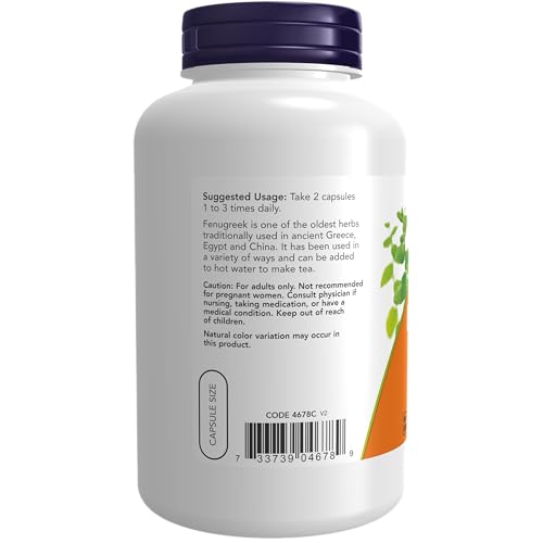 NOW Supplements, Fenugreek (Trigonella foenum-graecum) 500 mg, Herbal Supplement, 250 Veg Capsules