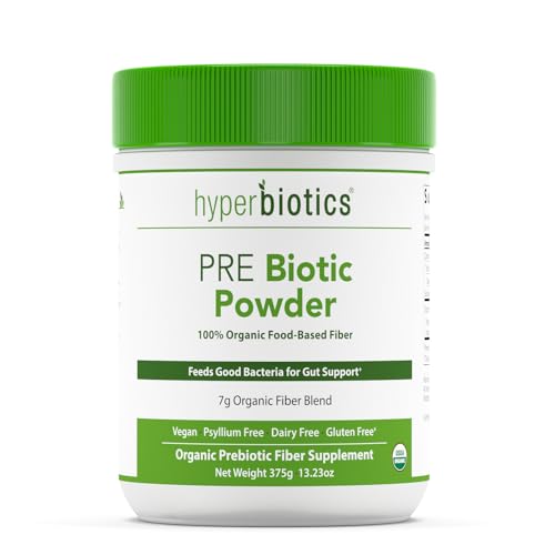 Hyperbiotics Organic Prebiotic Powder | Vegan Unflavored Soluable Fiber Supplement | Supports Healthy Digestion & Growth of Beneficial Gut Bacteria | Jerusalem Artichoke and Acacia | 54 Servings