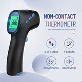 Touchless Thermometer for Adults, Digital Infrared Thermometer Gun, Forehead and Object 2 in 1 Mode, Fast Accurate Results with Fever Alarm-Black, LCD