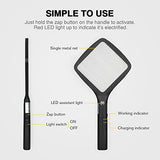 mafiti 2 in 1 Electric Fly Swatter Rechargeable with Flashlight Mosquito Zapper Bug Zapper Racket Fly Killer Indoor Outdoor Light Camping Accessories (Black)