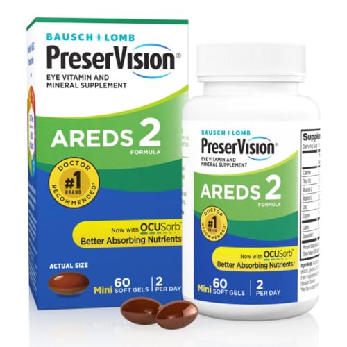 PreserVision AREDS 2 Eye Vitamin & Mineral Supplement, Contains Lutein, Vitamin C, Zeaxanthin, Zinc & Vitamin E, 60 Minigels (Packaging May Vary)