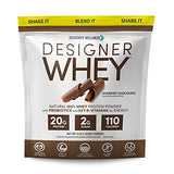 Designer Wellness, Designer Whey, Natural Whey Protein Powder with Probiotics, Fiber, and Key B-Vitamins for Energy, Gluten-Free, Gourmet Chocolate 4 lb