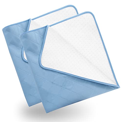 Hospital Bed Pads 34'' x 76'', 2 Pack Non-Slip Waterproof Sheet and Mattress Pad Protector, Washable Bed Wetting Incontinence Cover, Pads for Kids, Elderly Seniors, Blue