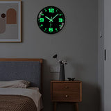 Warminn 12 Inch Glow in the Dark Wall Clock, Silent Non-Ticking, Battery Operated, Easy to Read, Ideal for Elderly or Visually Restricted