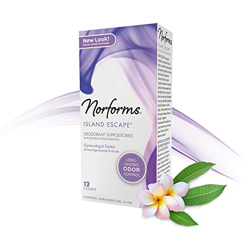 Norforms Feminine Deodorant Suppositories | Long Lasting Odor Control | Island Escape | 12 Count | Pack of 24