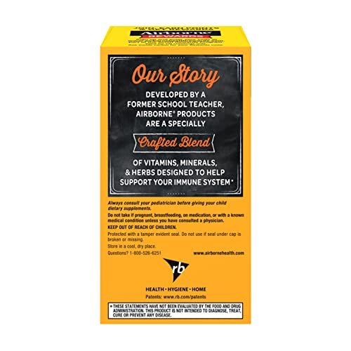 Airborne 1000mg Vitamin C Chewable Tablets with Zinc, Immune Support Supplement with Powerful Antioxidants Vitamins A C & E - 96 Chewable Tablets, Very Berry Flavor