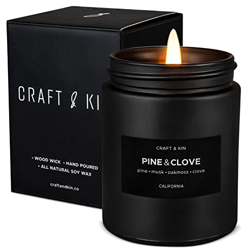 Scented Candles for Men | Pine and Clove Scented Candle | Winter Candle, Soy Candles, Mens Candles for Home, Long Lasting Candles, Aromatherapy Candles, Pine Scented Candle | Masculine Candle