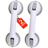 ZALIK (2 Pack) Shower Handle 12 inch Grab Bars for Bathtubs and Showers Suction Bar Handles Handicap Elderly Seniors Safety Bathroom Bathtub Bath Grip - Balance Assist ONLY Tiles Glass & Hard Plastic