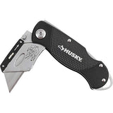 Husky 21113 Folding Sure-Grip Lock Back Utility Knife w/ 10 Disposable Blades Included (Colors Vary)