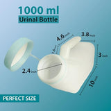 Urinals for Men Spill Proof Portable Pee Bottles with Glow in The Dark Lid 34 oz/1000 ml - Thick Plastic Urine Bottles for Hospitals, Incontinence, Travel