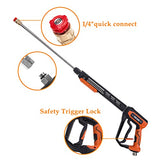 FIXFANS Pressure Washer Gun Kit, 4000PSI Power Washer Handle Gun with Replacement Wand Extension, High Pressure Spray Gun with 5 Nozzle Tips, M22 Fitting, 1/4" Quick Connect Female, Stainless Steel