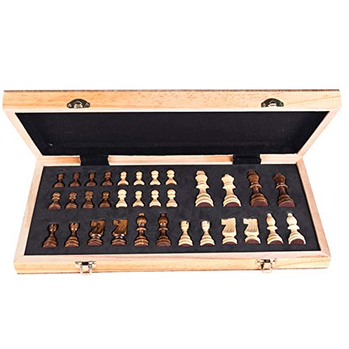 Chess Set Chess Wooden Wooden Checker Board Solid Wood Pieces Folding Chess Board High-End Puzzle Chess Game Chess Game Board Set (Color : Brown)