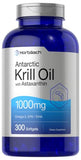 Antarctic Krill Oil 1000mg | 300 Softgel Capsules | Omega 3, EPA, DHA Supplement | with Astaxanthin | Value Size | Non-GMO, Gluten Free | by Horbaach