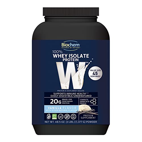 Biochem, Whey Protein Powder, 20g of Protein to Support Muscles and Intense Workouts, Vanilla, 48.5 oz
