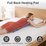 JKMAX Weighted Heating Pad XL - 2.4lb Electric Heating Pads for Back Pain Relief Cramps with 10 Heating Settings｜6 Auto Shut Off - Fast Heat Dry & Moist Therapy Options 12x24 Heat Pad Washable (Grey)