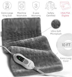 GENIANI King Size Heating Pad for Back Pain & Cramps Relief, FSA HSA Eligible, Auto Shut Off, Machine Washable, Moist Heat Pad for Neck & Shoulder, Knee, Leg, Tabby Gray 12'‘×24’’