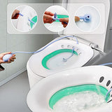RUGUO Sitz Bath for Hemorrhoids - Sitz Bath for Toilet Seat - Foldable Sitz Bath for Postpartum Care, for Soothes Hemorrhoids & Perineum, Cleanse Vagina & Anal（Blue Accessories）
