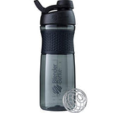 BlenderBottle SportMixer Shaker Bottle Perfect for Protein Shakes and Pre Workout, 28-Ounce, Black