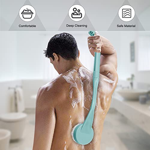 Back Brush Long Handle for Shower, 20.5” Back Bath Brush for Shower, Back Scrubber, Exfoliation and Improved Skin Health for Elderly with Limited Arm Movement, Disabled, Pregnant Women