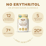 KOS Vegan Protein Powder Erythritol Free, Vanilla USDA Organic - Pea Protein Blend, Plant Based Superfood Rich in Vitamins & Minerals - Keto, Dairy Free - Meal Replacement for Women & Men, 28 Servings