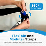 Mobility Combo Pack, Hook, Phone and Cup Holder for Walker, Portable Beverage Holder for Wheelchair and Strollers, Easy to Install Stretch Strap Fits up to 2” Diameter