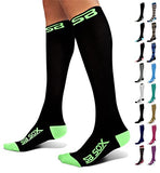 SB SOX Compression Socks (20-30mmHg) for Men & Women – Best Compression Socks for All Day Wear, Better Blood Flow, Swelling! (X-Large, Black/Green)