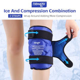 NEWGO Ice Pack for Knee Replacement Surgery, Reusable Gel Cold Pack Knee Ice Pack Wrap Around Entire Knee for Knee Injuries, Knee Ice Wrap for Pain Relief, Swelling, Bruises - Blue