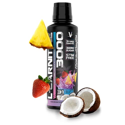 L-Carnitine 3000 Liquid | 3000 mg Carnitine Supplement | Zero Calorie Zero Sugar Keto Friendly for Men and Women – Great Tasting| 31 Servings (Miami Vice, 16 fl. oz.)