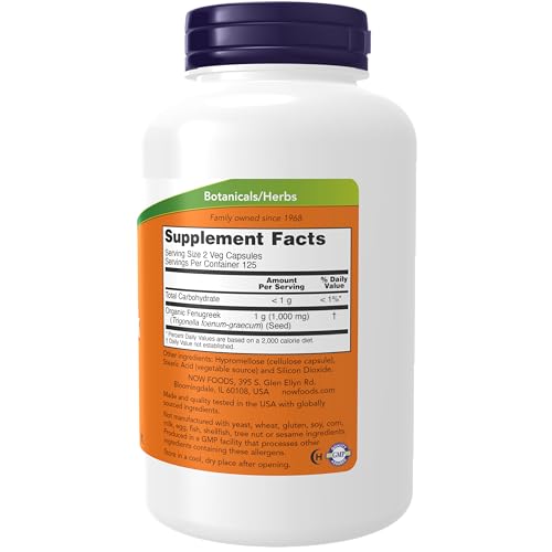 NOW Supplements, Fenugreek (Trigonella foenum-graecum) 500 mg, Herbal Supplement, 250 Veg Capsules