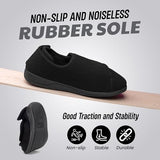 Happy Touch Mens Extra Wide Width Diabetic Slippers Memory Foam With Adjustable Velcro Closure, Soft Non-Slip Orthopedic House Shoes for Elderly Swollen Feet, Arthritis, Edema, (Black, 13)