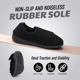 Happy Touch Mens Extra Wide Width Diabetic Slippers Memory Foam With Adjustable Velcro Closure, Soft Non-Slip Orthopedic House Shoes for Elderly Swollen Feet, Arthritis, Edema, (Black, 12)
