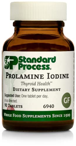 Standard Process Prolamine Iodine - Thyroid Support with Prolamine Iodine, Calcium Lactate, Iodine, Calcium, and Magnesium Citrate - 90 Tablets