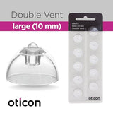 Oticon MiniFit Bass Double Vent 10mm = 0.39 inches - Large 20 Domes, Genuine OEM Denmark Replacements, Oticon Hearing Aid Domes Compatible with Oticon Bernafon Sonic Hearing Aid-2Pack/20 Domes Total
