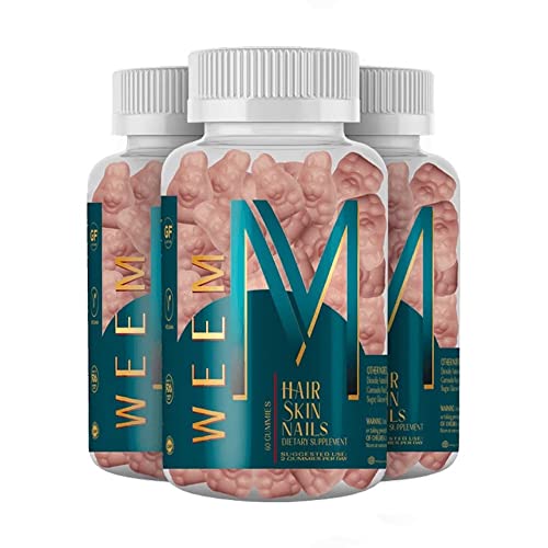 WEEM Hair Skin and Nails Gummies - Supports Healthy Hair - Vegan biotin Vitamins for Women & Men Supports Faster Hair Growth, Stronger Nails, Healthy Skin, Extra Strength 10,000mcg (3)