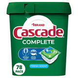 Cascade Complete Dishwasher Pods, Dishwasher tabs, Dish Washing Pods for Dishwasher, Dishwasher tablets, Fresh Scent ActionPacs, 78 Count