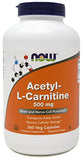 Now Foods Now Acetyl L Carnitine 500mg, 360 Veg Capsules - Non-GMO ACL 500 mg Caps