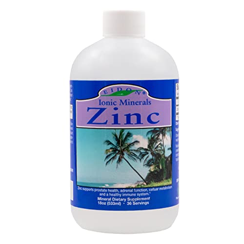 Eidon Ionic Minerals Liquid Zinc Concentrate - Ionic Zinc Supplement Drops for Adults and Kids, Support Immune System, Hair and Skin, Liver and Kidney Health, Relieves Stress - 18 oz