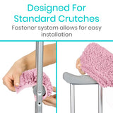 Vive Sheepskin Crutch Pads & Hand Grips for Adults, Kids, Crutches, Armpits - Accessories Knee Scooter Foot Injuries Pillow for 5ft Medical 6 feet Youth Padding Arm Underarm Folding Walking Crutches