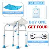 500lb Heavy Duty Shower Chair for Inside Shower, HSA/FSA Eligible Padded Shower Seat with Grab Bar, Adjustable Bath Chairs for Bathtub, Shower Stool for Elderly/Senior/Handicap/Pregnant by SOUHEILO