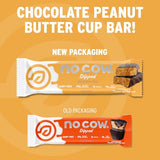 No Cow Dipped High Protein Bars, Peanut Butter Cup 20g Plant Based Vegan Protein Snacks, Keto Friendly, Low Sugar, Low Carb, Low Calorie, Gluten Free, Naturally Sweetened, Dairy Free, Non GMO, Kosher, 12 Pack