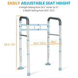 OasisSpace Stand Alone Toilet Safety Rail - Heavy Duty Medical Toilet Safety Frame for Elderly, Handicap and Disabled - Adjustable Bathroom Toilet Handrails, Width Adjustable Design, Fit Any Toilet