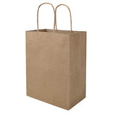 bagmad 100 Pack 8x4.75x10 inch Plain Medium Paper Bags with Handles Bulk, Brown Kraft Bags, Craft Gift Bags, Grocery Shopping Retail Bags, Birthday Party Favors Wedding Bags Sacks (Brown, 100pcs)