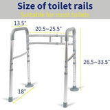 LandTale Toilet Safety Rails, Adjustable Toilet Rails for Elderly Adults Senior Disabled Handicap, Toilet Assistance Handles Safety Frames, Fit for Most Toilet, Foldable & Portable