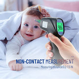 Touchless Thermometer for Adults, Digital Infrared Thermometer Gun, Forehead and Object 2 in 1 Mode, Fast Accurate Results with Fever Alarm-Black, LCD