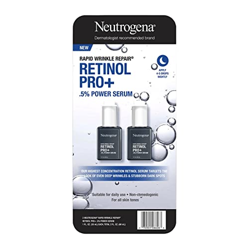 Neutrogena Rapid Wrinkle Repair Retinol Power Facial Serum Age Perfect Midnight Serum Pro+ .5% - 1oz 30ml - (2-Pack Anti Aging Serum 2oz)