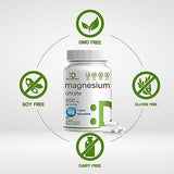 Magnesium Citrate 500mg, 240 Capsules | Easily Absorbed, Purified Trace Mineral – Muscle, Heart, & Digestive Support – One a Day, Non-GMO