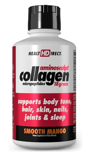 Health Direct AminoSculpt Sugar-Free Collagen Supplement - High Potency Medical-Grade Protein for Hair, Skin, Nails & Joints, Grass-Fed, Non-GMO, Liquid Collagen - Smooth Mango - 15 Fl Oz