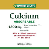 Nature's Bounty Absorbable Calcium 1200mg plus Vitamin D3 1000IU 200 count